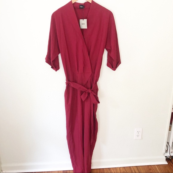 ASOS Pants - NWT ASOS Wrap Style Cranberry Jumpsuit-Sz 4